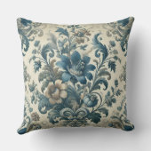 クラシックフローラ雰囲気ブルーヴィンテージエレガント クッション (裏面)