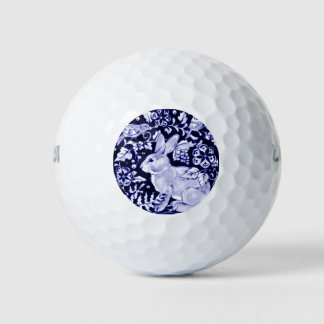 クラシックフローラ青と白のバニーラビットバード ゴルフボール