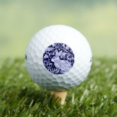 クラシックフローラ青と白のバニーラビットバード ゴルフボール (インサイチュ 木)