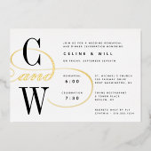 クラシックフローリッシュモノグラムリハーサルディナー 箔招待状 (正面)