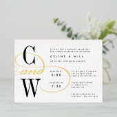 クラシックフローリッシュモノグラムリハーサルディナー 箔招待状 (立ち正面)