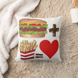 クラシックフードペアリングバーガー+フライドポテト=ラブハート クッション