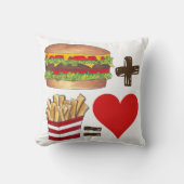 クラシックフードペアリングバーガー+フライドポテト=ラブハート クッション (正面)
