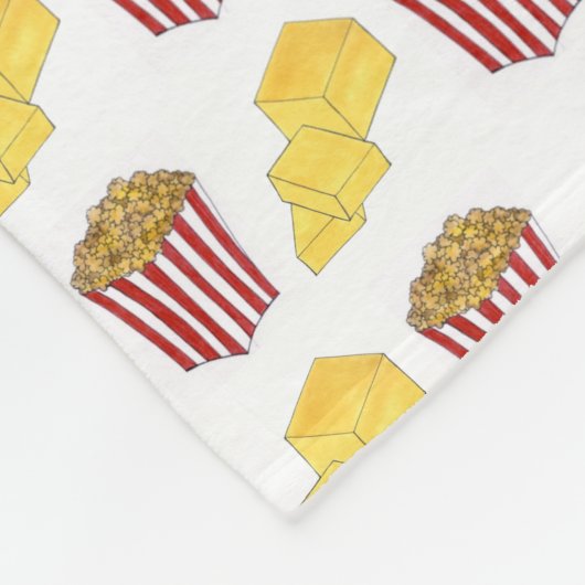 クラシックフードペアリング映画館ポップコーンバター フリースブランケット (角)