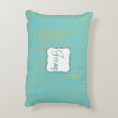 クラシックブライト金ゴールド水玉模様オンターコイズ アクセントクッション (裏面(縦))