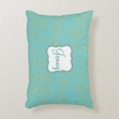 クラシックブライト金ゴールド水玉模様オンターコイズ アクセントクッション (正面(垂直))