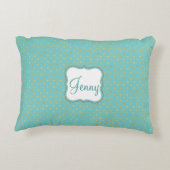 クラシックブライト金ゴールド水玉模様オンターコイズ アクセントクッション (裏面)