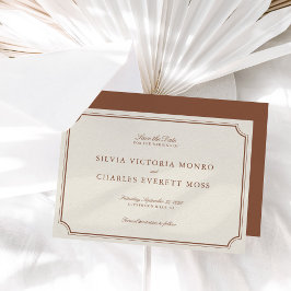 クラシックブラウンエレガントとベージュ色ウェディング日付を保存