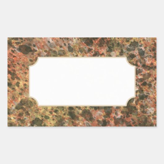 クラシックブラウン大理石プリントシール 長方形シール (正面)