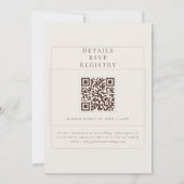 クラシックブラウンQRコード詳細RSVPレジストリ結婚式 招待状 (裏面)