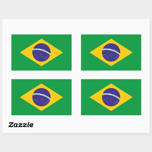 クラシックブラジル国旗ステッカー 勇ましい愛国心 長方形シール (シート)