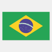 クラシックブラジル国旗ステッカー 勇ましい愛国心 長方形シール (正面)