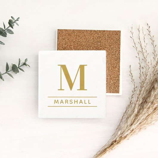 クラシックブラスパーソナライズされたファミリーモノグラムイニシャル ストーンコースター