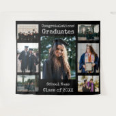 クラシックブラックおめでとう卒業生写真 タペストリー (正面(横))