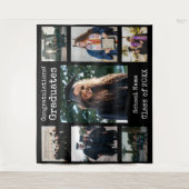 クラシックブラックおめでとう卒業生写真 タペストリー (正面)