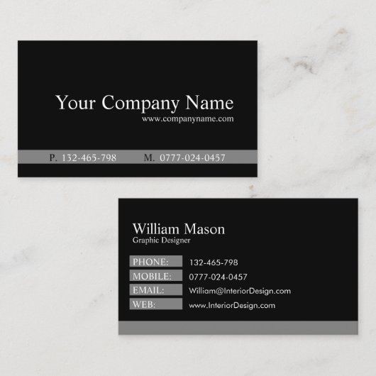 クラシックブラックおよびグレーのリーガル・ビジネス・カード 名刺 (正面/裏面)