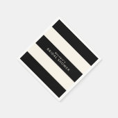 クラシックブラックとベージュ色ストライプブライダルシャワー スタンダードカクテルナプキン (角)