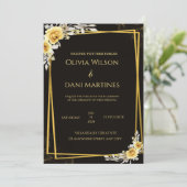 クラシックブラックと金ゴールドモノグラエレガントム 招待状 (スタンド正面)