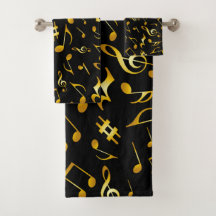 クラシックブラックのシンプル金ゴールド音楽ノート