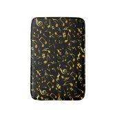 クラシックブラックのシンプル金ゴールド音楽ノート バスマット (正面縦)