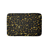 クラシックブラックのシンプル金ゴールド音楽ノート バスマット (正面)