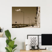 クラシックブラックアンドホワイトシティ通りインリスボン ポスター (ホームオフィス)