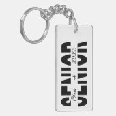 クラシックブラックカスタムシニアパーソナライズされた キーホルダー (正面左)