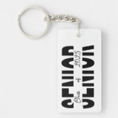 クラシックブラックカスタムシニアパーソナライズされた キーホルダー (正面)