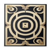 クラシックブラッククリームホワイトギリシャデザインウォールフロア タイル (正面)