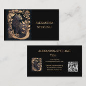 クラシックブラックゴールデンアールヌーボープロフィールキャット 名刺 (正面/裏面)