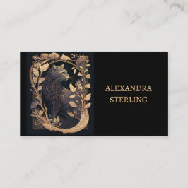 クラシックブラックゴールデンアールヌーボープロフィールキャット 名刺