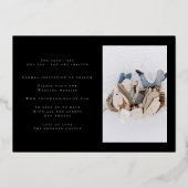 クラシックブラックゴールドストライプフォイル写真保存 箔招待状 (裏面)