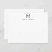 クラシックブラックサークルツモノグラムイニシャルカップル ノートカード (正面/裏面)