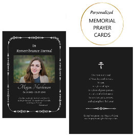 クラシックブラックシルバー正当葬儀祈りの言葉カード プレイスカード