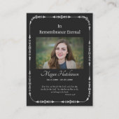 クラシックブラックシルバー正当葬儀祈りの言葉カード プレイスカード (正面)