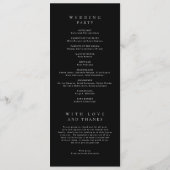 クラシックブラックシンプルな結婚式 プログラム (裏面)