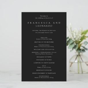 クラシックブラックシンプル結婚式プログラム