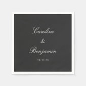 クラシックブラックスクリプトエレガントウェディング名前をカスタムする スタンダードカクテルナプキン (正面)