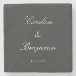 クラシックブラックスクリプトエレガントウェディング名前をカスタムする ストーンコースター
