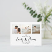 クラシックブラックスクリプト結婚フォトストリップ ポストカード (スタンド正面)