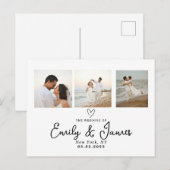 クラシックブラックスクリプト結婚フォトストリップ ポストカード (正面/裏面)