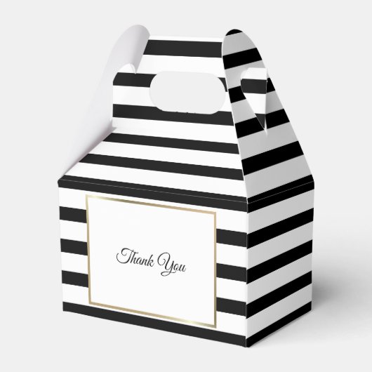 クラシックブラックストライプ金ゴールド結婚式の引き出物箱 フェイバーボックス (裏面サイド)