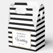 クラシックブラックストライプ金ゴールド結婚式の引き出物箱 フェイバーボックス (オープン)