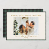 クラシックブラックタータンチェックPlaid 1写真メリー シーズンカード (正面/裏面)