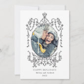 クラシックブラックフレームハッピーホリデーズフォト シーズンカード (正面)