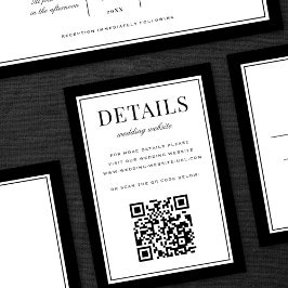クラシックブラックフレーム結婚式詳細QRコード エンクロージャーカード