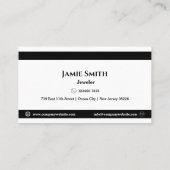 クラシックブラックホワイトタイムレスエレガンスジュエラーズ 名刺 (裏面)