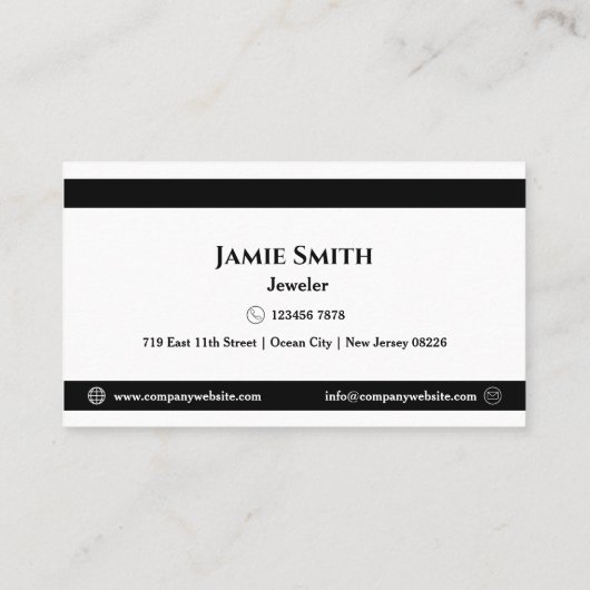 クラシックブラックホワイトタイムレスエレガンスジュエラーズ 名刺 (裏面)