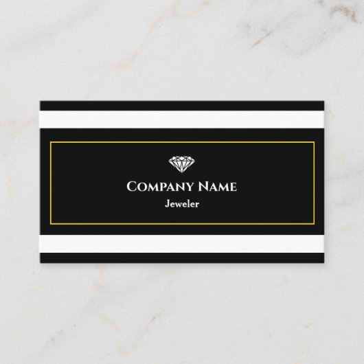 クラシックブラックホワイトタイムレスエレガンスジュエラーズ 名刺 (正面)