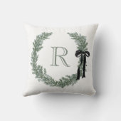 クラシックブラックボウ付きモノグラムリースクレスト クッション (裏面)